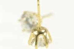 14K Yellow Gold Round Classic Simple CZ Solitaire Stud Earrings