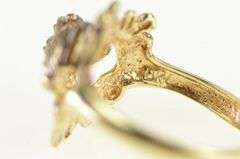 10K Yellow Gold Ruby Eyed Frog Toad Vintage Animal Ring