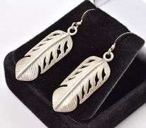 Simply Beautiful Sterling Silver Feather Dangle Earrings