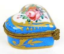 Vintage Handpainted French Heart Trinket Box