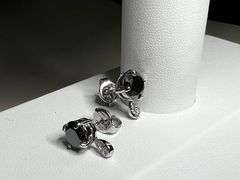 14 Kt Tri-Layered White Gold Plated 4.15 Ctw Black Simulated Diamond Earrings