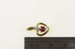 10K Yellow Gold Heart Ruby Diamond Accent Vintage Pendant