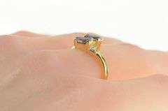 14K Yellow Gold Oval Tanzanite Diamond Accent Bypass Ring