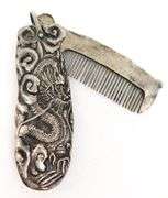Antique Silver Dragon Comb & Case