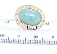 14kt Yellow gold oval Jade Greek key post earrings