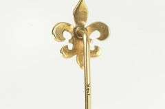 14K Yellow Gold Victorian Fleur De Lis Seed Pearl Stick Pin