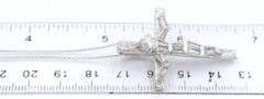 18kt White gold 1.05ctw baguette and oval diamond crucifix pendant on chain