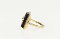 10K Yellow Gold 1950's Black Onyx CZ Diamond Statement Ring