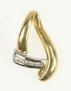 10K Yellow Gold Diamond Curvy Triangle Loop Slide Pendant