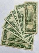 7 Red Seal $5 US Notes