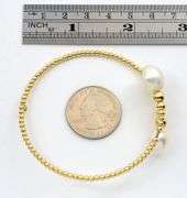Feminine 14K YG Flexible Bangle with Pearl Ends