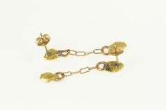 14K Yellow Gold Raw 24K Nugget Tiered Cluster Dangle Earrings