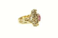 14K Yellow Gold 4.27 Ctw Ruby Cabochon Diamond Cocktail Ring