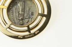 18K Yellow Gold Vourakis Ancient Greek Coin Cable Link Key Chain