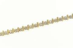 14K Yellow Gold 1.15 Ctw Classic Diamond Wavy Link Tennis Bracelet