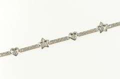 14K White Gold 1.25 Ctw Heart Star Diamond Bar Tennis Bracelet