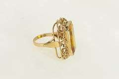 14K Yellow Gold 1960's Citrine Vintage Emerald Cut Ring