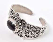 Fantastic Black Onyx Cuff Bracelet in Sterling Silver