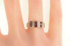 14K Yellow Gold 1.76 Ctw Baguette Ruby Diamond Statement Band Ring