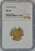 Nearly Gem BU 1925-D $2.50 Indian Gold Piece. NGC MS64