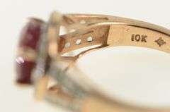 10K Rose Gold Ruby White Sapphire Halo Engagement Ring