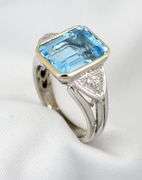 Pretty Blue Topaz and Diamond Ring