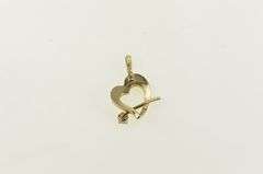 14K Yellow Gold Diamond Heart Arrow Love Struck Cupid Charm/Pendant