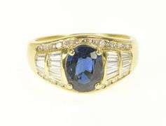 18K Yellow Gold 1.25 Ctw Natural Sapphire Diamond Engagement Ring
