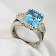Pretty Blue Topaz and Diamond Ring