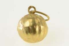 18K Yellow Gold Puffy Textured Sphere Ball Charm/Pendant