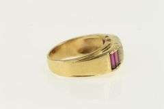 14K Yellow Gold 1930's Diamond Syn. Ruby Bar Men's Ring