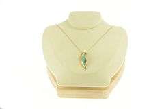 14K Yellow Gold Ray Tracey Knifewing Turquoise Navajo Leaf Pendant