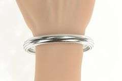 14K White Gold 10.4mm Wide Woven Banded Mesh Bangle Bracelet