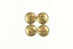 10K Yellow Gold Art Deco Round Abalone Pinstriped Circle Cuff Links