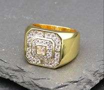 Men's 14 Kt Gold Plate 7.25 Cttw. Lab Simulated Diamond Ring