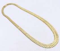 14kt Yellow gold brushed and high polished Cleopatra necklace