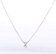 18kt White gold diamond solitaire pendant on box chain necklace