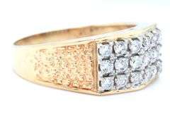 Gent's 14kt yellow gold 0.70ctw three row diamond ring