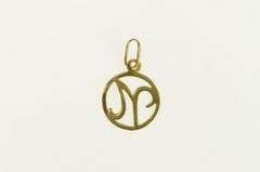 18K Yellow Gold N Cursive Letter Initial Monogram Name Charm/Pendant