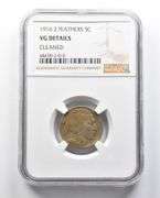 VG Details 1916 2 Feathers Indian Head Buffalo Nickel Cleaned NGC
