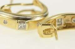 14K Yellow Gold Princess Diamond Oval French Clip Hoop Earrings