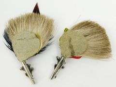 2 Vintage Real Feather Deer Pins