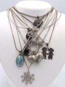 Big group lot of vintage 925 sterling silver necklaces