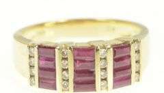 14K Yellow Gold 1.76 Ctw Baguette Ruby Diamond Statement Band Ring