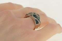 14K White Gold 1.75 Ctw Blue and White Diamond Heart Ring