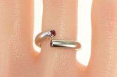 Palladium 0.36 Ctw Natural Ruby Inset Wrap Design Ring