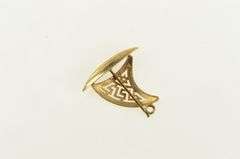 18K Yellow Gold 3D Greek Wave Pattern Sail Boat Charm/Pendant