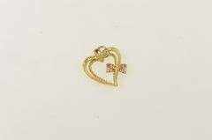 14K Yellow Gold Two Tone Heart Love Symbol Bow Charm/Pendant