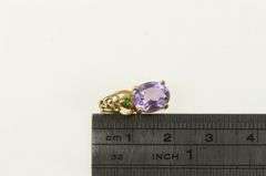 14K Yellow Gold Oval Amethyst Emerald Vintage Pendant