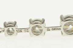 10K White Gold Tiered Graduated Cubic Zirconia Journey Pendant